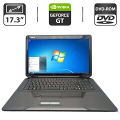 Ноутбук Asus X70I / 17.3" (1600x900) TN / Intel Pentium T4300 (2 ядра по 2.1 GHz) / 4 GB DDR2 / 500 GB HDD / nVidia GeForce GT 220M, 1 GB GDDR2, 128-bit / WebCam / DVD-ROM