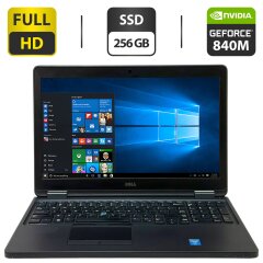 Ноутбук Б-класс Dell Latitude E5550 / 15.6" (1920x1080) IPS / Intel Core i7-5600U (2 (4) ядра по 2.6 - 3.2 GHz) / 16 GB DDR3 / 256 GB SSD / nVidia GeForce 840M, 2 GB GDDR3, 64-bit / WebCam / Windows 10 Pro