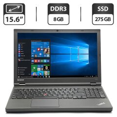 Ноутбук Б-класс Lenovo ThinkPad T540p / 15.6" (1366x768) TN / Intel Core i5-4300M (2 (4) ядра по 2.6 - 3.3 GHz) / 8 GB DDR3 / 275 GB SSD / Intel HD Graphics 4600 / WebCam / DVD-ROM / VGA