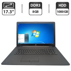 Ноутбук HP 17-bs075ng / 17.3" (1600x900) TN / Intel Celeron N3060 (2 ядра по 1.6 - 2.48 GHz) / 8 GB DDR3 / 1000 GB HDD / Intel HD Graphics / WebCam / DVD-ROM