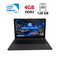 Ноутбук HP 250 G6 / 15.6" (1366x768) TN / Intel Celeron N3060 (2 ядра по 1.6 - 2.48 GHz) / 4 GB DDR3 / 128 GB SSD / Intel HD Graphics 400 / WebCam / DVD-ROM