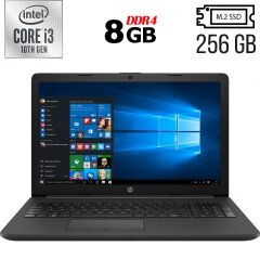 Ноутбук HP 250 G7 / 15.6" (1920x1080) TN / Intel Core i3-1005G1 (2 (4) ядра по 1.2 - 3.4 GHz) / 8 GB DDR4 / 256 GB SSD M.2 / Intel UHD Graphics / WebCam / USB 3.1 / HDMI