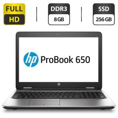 Ноутбук HP ProBook 650 G1 / 15.6" (1920x1080) TN / Intel Core i5-4300M (2 (4) ядра по 2.6 - 3.3 GHz) / 8 GB DDR3 / 256 GB SSD / Intel HD Graphics 4600 / WebCam / VGA