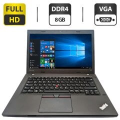 Ноутбук Lenovo ThinkPad L470 / 14" (1920x1080) TN / Intel Core i5-7300U (2 (4) ядра по 2.6 - 3.5 GHz) / 8 GB DDR4 / 500 GB HDD / Intel HD Graphics 620 / WebCam