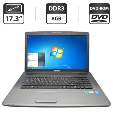 Ноутбук Medion Akoya E7222 / 17.3" (1920x1080) TN / Intel Pentium 2020M (2 ядра по 2.4 GHz) / 8 GB DDR3 / 500 GB HDD / Intel HD Graphics / WebCam / DVD-ROM / АКБ не тримає