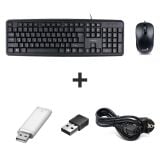 Новая проводная клавиатура и мышка + Кабель питания + Флеш память USB 32 GB + USB Wi-Fi адаптер
