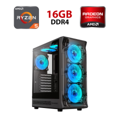 Новый игровой ПК Hunter Starlight 2 AB Tower / AMD Ryzen 5 5500 (6 (12) ядер по 3.6 - 4.2 GHz) / 16 GB DDR4 / 480 GB SSD / AMD Radeon RX 6600, 8 GB GDDR6, 128-bit