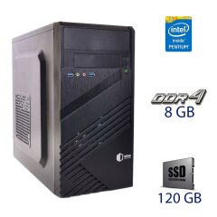 Новый компьютер QUBE QB05M U3 Tower / Intel Pentium Gold G6400 (2 (4) ядра по 4.0 GHz) / 8 GB DDR4 (2666 MHz) / 120 GB SSD / 400W / PRIME H410M-R