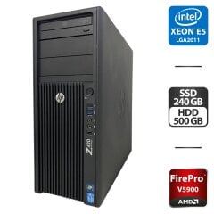 Рабочая станция HP Z420 Workstation Tower / Intel Xeon E5-2680 (8 (16) ядер по 2.7 - 3.5 GHz) / 64 GB DDR3 / 240 GB SSD + 500 GB HDD / AMD FirePro V5900, 2 GB GDDR5, 256-bit / DVD-ROM