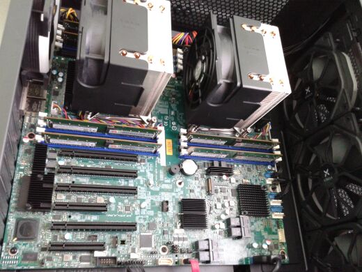 Сервер Full Tower Vinga / 2 шт. Intel Xeon E5-2658 v4 (14(28) ядра по 2.3 - 2.8 GHz) / 128 GB DDR4 / 10x SATA III / RAID / IPMI / 240 GB SSD / 2 TB HDD / БП Chieftec 850 Вт