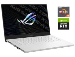 Игровой ультрабук Б-класс Asus ROG Zephyrus G15 GA503QS White / 15.6" (2560x1440) IPS / AMD Ryzen 9 5900HS (8 (16) ядер по 3.0 - 4.6 GHz) / 32 GB DDR4 / 512 GB SSD NVMe / nVidia GeForce RTX 3080, 8 GB GDDR6, 256-bit