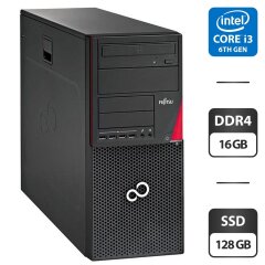 Компьютер Fujitsu Esprimo P756 E90 Tower / Intel Core i3-6100 (2 (4) ядра по 3.7 GHz) / 16 GB DDR4 / 128 GB SSD / Intel HD Graphics 530 / DVD-ROM
