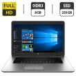 Ноутбук Б-клас HP EliteBook 850 G1 / 15.6" (1920x1080) TN / Intel Core i7-4600U (2 (4) ядра по 2.1 - 3.3 GHz) / 8 GB DDR3 / 250 GB SSD / Intel HD Graphic 4400 / WebCam / VGA
