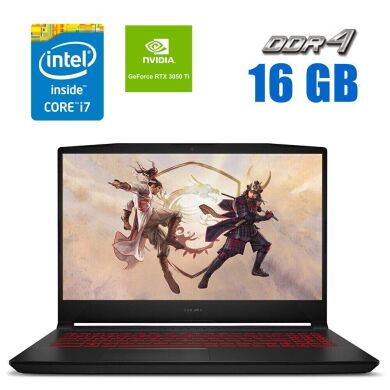 Игровой ноутбук MSI Katana GF66 11UD / 15.6" (1920x1080) IPS / Intel Core i7-11800H (8 (16) ядер по 2.3 - 4.6 GHz) / 16 GB DDR4 / 240 GB SSD+500 GB HDD / nVidia GeForce RTX 3050, 4 GB GDDR6, 128-bit / WebCam 