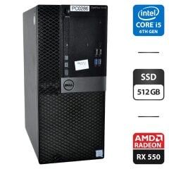 Компьютер Dell OptiPlex 5040 Tower / Intel Core i5-6500 (4 ядра по 3.2 - 3.6 GHz) / 16 GB DDR3 / 512 GB SSD / AMD Radeon RX 550, 4 GB GDDR5, 128-bit / DVD-ROM / Windows 11 Pro