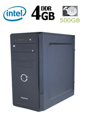ATX / Intel Celeron G3930 (2 ядра по 2.9GHz) / 4 GB DDR4 / 500 GB HDD / 400W БП
