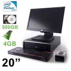 HP Compaq 8200 Elite SFF / Intel Pentium® G620 (2 ядра по 2.6 GHz) / 4 GB DDR 3 / 500 GB HDD + Монитор HP LA2006X / 20" / 1600x900 / TN WLED 16:9 / VGA + DVI + DP Black