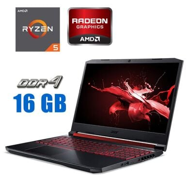 Ігровий ноутбук Acer Nitro 5 AN515-43-R0YM / 15.6" (1920x1080) IPS / AMD Ryzen 5 3550H (4 (8) ядра по 2.1 - 3.7 GHz) / 16 GB DDR4 / 512 GB SSD / AMD Radeon RX 560X, 4 GB GDDR5, 128-bit / WebCam 