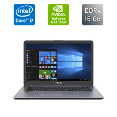 Ігровий ноутбук Asus VivoBook X705FD / 17.3" (1920x1080) IPS / Intel Core i7-8565U (4 (8) ядра по 1.8 - 4.6 GHz) / 16 GB DDR4 / 1000 GB SSD + 256 GB SSD / nVidia GeForce GTX 1050, 4 GB GDDR5, 128-bit / WebCam / TouchID / Windows 10
