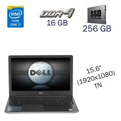 Игровой ноутбук Dell 5568 / 15.6" (1920x1080) TN / Intel Core i7-7500U (2 (4) ядра по 2.7 - 3.5 GHz) / 16 GB DDR4 / 256 GB SSD / nVidia GeForce 940MX, 4 GB GDDR5, 64-bit / Fingerprint / WebCam