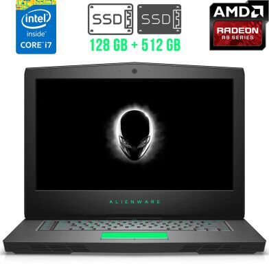 Ігровий ноутбук Dell Alienware 15 / 15.6" (1920x1080) IPS / Intel Core i7-4710HQ (4 (8) ядра по 2.5 - 3.5 GHz) / 16 GB DDR3 / 128 GB SSD M.2 + 512 GB SSD / AMD Radeon R9 M390X, 4GB GDDR5, 256-bit / WebCam / DVD-RW / miniDP / HDMI