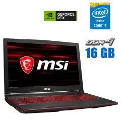 Ігровий ноутбук MSI GL63 8SE / 15.6" (1920x1080) IPS / Intel Core i7-8750H (6 (12) ядра по 2.9 - 3.9 GHz) / 16 GB DDR4 / 512 GB SSD / nVidia GeForce RTX 2060, 6 GB GDDR6, 192-bit / WebCam 