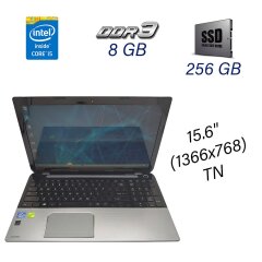 Игровой ноутбук Toshiba Satellite S55-A5274 / 15.6" (1366x768) TN / Intel Core i5-3337U (2 (4) ядра по 1.8 - 2.7 GHz) / 8 GB DDR3 / 256 GB SSD / nVidia GeForce GT 740M, 2 GB DDR3, 64-bit / WebCam / DVD-ROM / USB 3.0 / HDMI