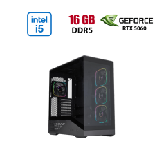 Игровой ПК 1stPlayer F3-A-BK-4F1 Black Tower / Intel Core i5-12400F (6 (12) ядер по 2.5 - 4.4 GHz) / 16 GB DDR5 / 512 GB SSD M.2 / nVidia GeForce RTX 5060, 8 GB GDDR7, 128-bit