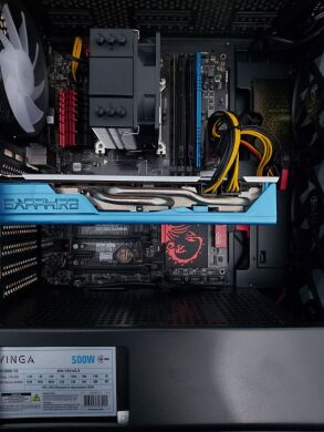 Игровой ПК Frontier Chimbu Tower / Intel Core i7-4770 (4 (8) ядра по 3.4 - 3.9 GHz) / 16 GB DDR3 / 240 GB SSD + 1500 GB HDD / AMD Radeon RX 580, 8 GB GDDR5, 256-bit / 500W + Кабели HDMI и питания