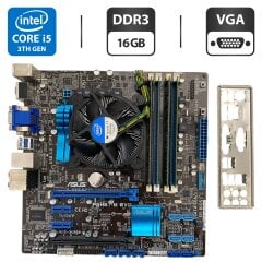 Комплект: материнська плата Asus P8H61-M EVO / Intel Core i5-3470 (4 ядра по 3.2 - 3.6 GHz) / 16 GB DDR3 / Intel HD Graphics 2500 / Socket LGA1155 / Кулер BOX