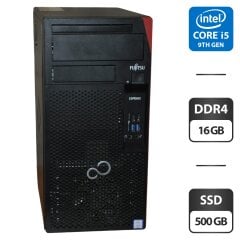 Компьютер Fujitsu Esprimo P558 E85 Tower / Intel Core i5-9400 (6 ядер по 2.9 - 4.1 GHz) / 16 GB DDR4 / 500 GB SSD / Intel UHD Graphics 630 / Windows 11 Pro