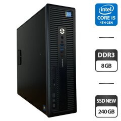 Компьютер HP EliteDesk 800 G1 SFF / Intel Core i5-4570 (4 ядра по 3.2 - 3.6 GHz) / 8 GB DDR3 / 240 GB SSD NEW / Intel HD Graphics 4600 / DVD-ROM / DisplayPort