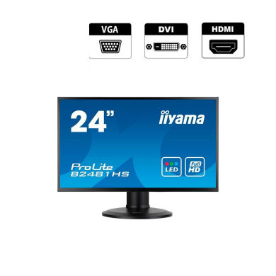 Монитор Iiyama ProLite B2481HS / 24" (1920x1080) TN / VGA, DVI, HDMI, Audio / VESA 100x100 + Кабель питания