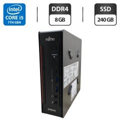 Неттоп Fujitsu Esprimo Q557 USFF / Intel Core i5-7500T (4 ядра по 2.7 - 3.3 GHz) / 8 GB DDR4 / 240 GB SSD / Intel HD Graphics 630 / Блок питания