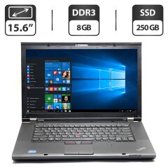 Ноутбук Б-класс Lenovo ThinkPad T530 / 15.6" (1366x768) TN / Intel Core i5-3360M (2 (4) ядра по 2.8 - 3.5 GHz) / 8 GB DDR3 / 250 GB SSD / Intel HD Graphics 4000 / WebCam / DVD-ROM / VGA