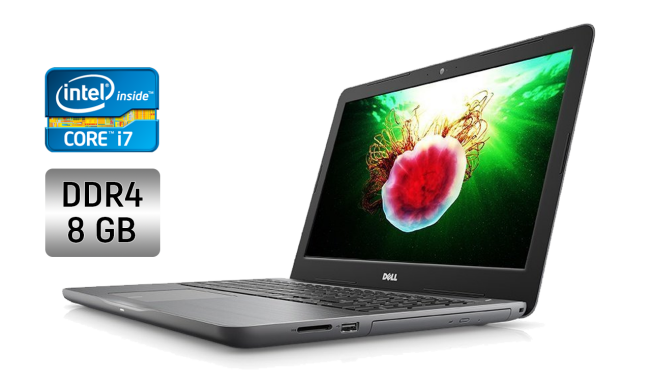 Ноутбук Dell Inspiron 5567 / 15.6" (1366x768) TN / Intel Core i7-7500U (2 (4) ядра по 2.7 - 3.5 GHz) / 8 GB DDR4 / 256 GB SSD / Intel HD Graphics 620 / WebCam / Windows 10