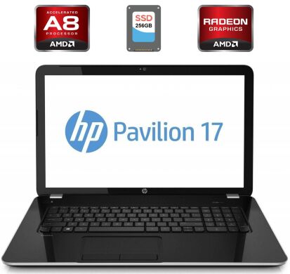 Ноутбук HP Pavilion 17 / 17.3" (1600x900) TN / AMD A8-4500M (4 ядра по 1.9 - 2.8 GHz) / 6 GB DDR3 / 256 GB SSD / AMD Radeon HD 8670M, 1 GB DDR3, 64-bit / WebCam