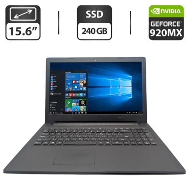 Ноутбук Б-класс Lenovo IdeaPad 100-15 / 15.6" (1366x768) TN / Intel Core i3-5005U (2 (4) ядра по 2.0 GHz) / 8 GB DDR3 / 240 GB SSD / nVidia GeForce 920MX, 1 GB GDDR3, 64-bit / WebCam