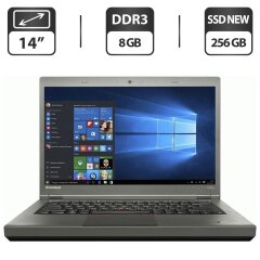 Ноутбук Lenovo ThinkPad T440p / 14" (1366x768) TN / Intel Core i5-4300M (2 (4) ядра по 2.6 - 3.3 GHz) / 8 GB DDR3 / 240 GB SSD NEW / Intel HD Graphics 4600 / DVD-ROM / VGA / Windows 10 Pro