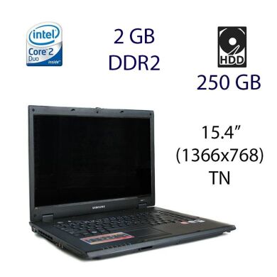 Ноутбук Samsung R60 Plus / 15.4" (1366x768) TN / Intel Core 2 Duo T5250 (2 ядра по 1.5 GHz) / 4 GB DDR2 / 250 GB HDD / ATI RS600M / АКБ тримає 1 годину, 10 хв / Бездротова мишка
