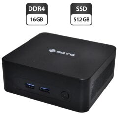 Новий неттоп Soyo M2 Plus Mini PC USFF / Intel N100 (4 ядра по 3.4 GHz) / 16 GB DDR4 / 512 GB SSD / Intel UHD Graphics / Wi-Fi, Bluetooth / Windows 11