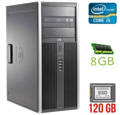 ПК HP Compaq Elite 8300 Tower / Intel Core i5-2500 (4 ядра по 3.3 - 3.7 GHz) / 8 GB DDR3 / 120 GB SSD / Intel HD Graphics 2000 / 320W / DVD-RW / DisplayPort