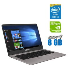 Ультрабук Asus Zenbook UX410U / 14" (1920x1080) IPS / Intel Core i7-7500U (2 (4) ядра по 2.7 - 3.5 GHz) / 8 GB DDR4 / 256 GB SSD / nVidia GeForce 940MX, 2 GB DDR3, 64-bit / WebCam / АКБ NEW / Windows 10 Home