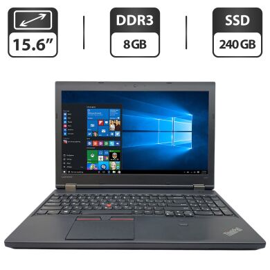 Ультрабук Б-класс Lenovo ThinkPad L560 / 15.6" (1366x768) TN / Intel Core i5-6300U (2 (4) ядра по 2.4 - 3.0 GHz) / 8 GB DDR3 / 240 GB SSD / Intel HD Graphics 520 / WebCam