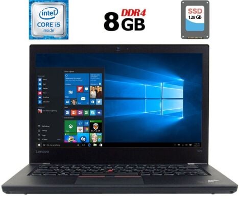 Ультрабук Б-класс Lenovo ThinkPad T470 / 14" (1920x1080) IPS / Intel Core i5-6300U (2 (4) ядра 2.4 - 3.0 GHz) / 8 GB DDR4 / 128 GB SSD / Intel HD Graphics 520 / WebCam / Fingerprint