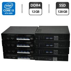 Неттоп Dell OptiPlex 7040 USFF / Intel Core i5-6500T (4 ядра по 2.5 - 3.1 GHz) / 12 GB DDR4 / 128 GB SSD / Intel HD Graphics 530 / Windows 11 Pro / Блок живлення