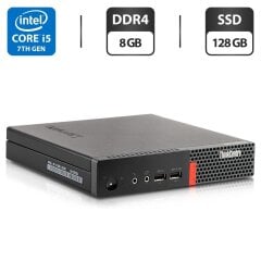 Неттоп Lenovo ThinkCentre M910q Tiny USFF / Intel Core i5-7500T (4 ядра по 2.7 - 3.3 GHz) / 8 GB DDR4 / 128 GB SSD / Intel HD Graphics 630 / Блок живлення