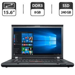 Ноутбук Б-класс Lenovo ThinkPad T530 / 15.6" (1600x900) TN / Intel Core i5-3320M (2 (4) ядра по 2.6 - 3.3 GHz) / 8 GB DDR3 / 240 GB SSD / Intel HD Graphics 4000 / DVD-ROM / WebCam VGA