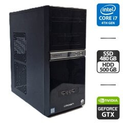Комп'ютер Crown SM601 Black Tower / Intel Core i7-4790S (4 (8) ядра по 3.2 - 4.0 GHz) / 16 GB DDR3 / 480 GB SSD + 500 GB HDD / nVidia GeForce GTX 1060, 6 GB GDDR5, 192-bit / 400W