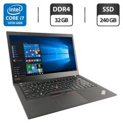 Ультрабук Lenovo ThinkPad T14 Gen1 / 14" (1920x1080) IPS / Intel Core i7-10610U (4 (8) ядра по 1.8 - 4.9 GHz) / 32 GB DDR4 / 240 GB SSD M.2 / Intel UHD Graphics / WebCam